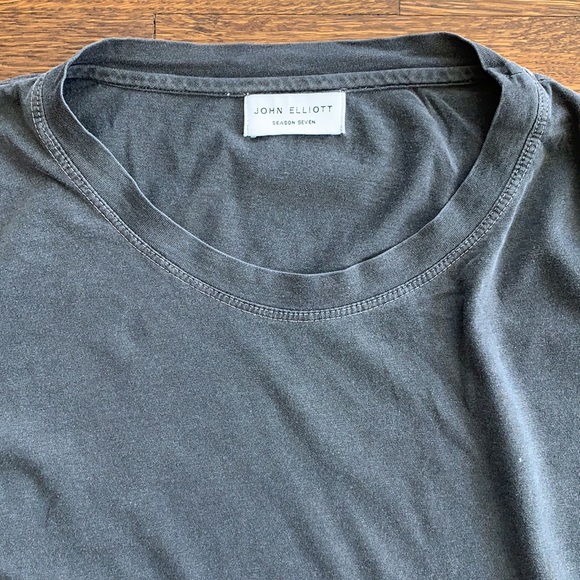 Men’s John Elliott Gray Cotton Jersey Elongated Baseball Short Sleeve Tee Shirt - Picture 2 of 4